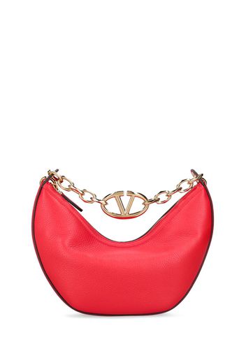 Small V Logo Gate Leather Top Handle Bag