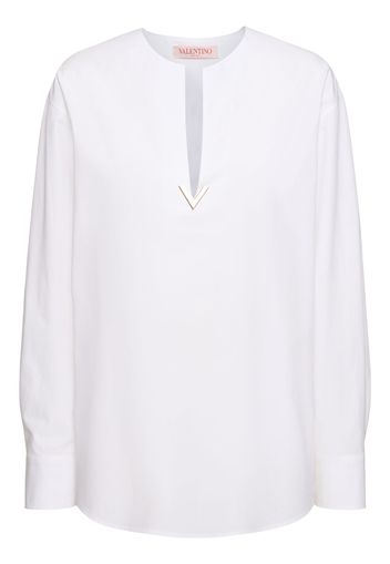 Poplin Logo V-neck Shirt