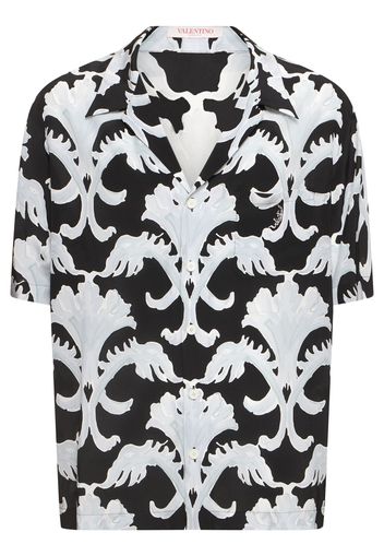 Printed Silk Crepe Short Sleeve Shirt