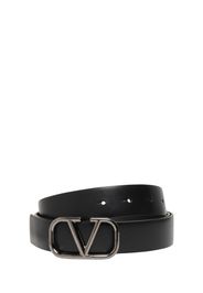 30mmm Leather Belt W/ V-logo Buckle