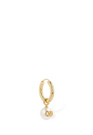 Faux Pearl & V Logo Mono Hoop Earring