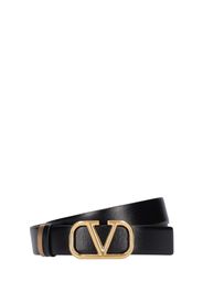 3cm V Logo Reversible Leather Belt