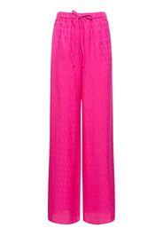 Silk Satin Logo Jacquard Wide Pants