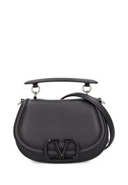 V Logo Leather Saddle Bag