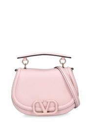 V Logo Leather Saddle Bag