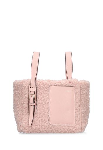 Mini Bucket Shearling Top Handle Bag