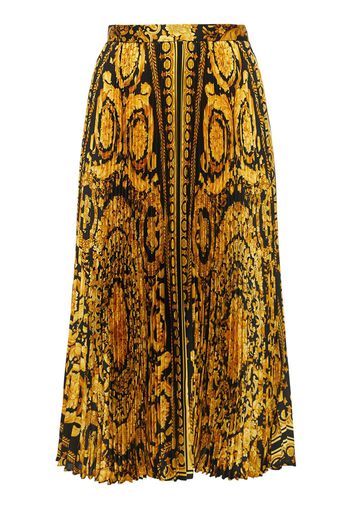 Barocco Print Pleated Twill Midi Skirt