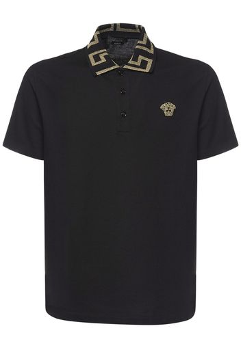 Greca Lurex Cotton Piquet Polo