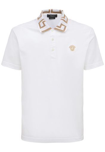 Greca Lurex Cotton Piquet Polo