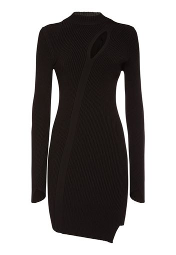 Rib Knit Viscose Cutout Mini Dress