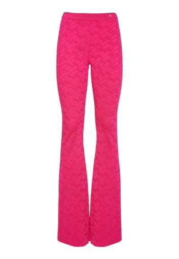 Logo Jacquard Knit Viscose Flared Pants