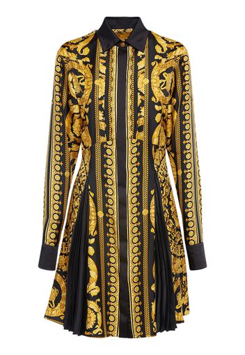 Barocco Print Silk Twill Shirt Dress