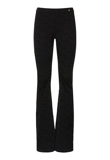 Logo Jacquard Knit Viscose Flared Pants