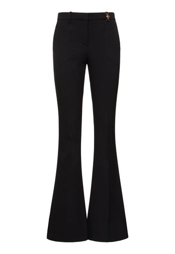 Wool Crepe Mid Rise Flared Pants