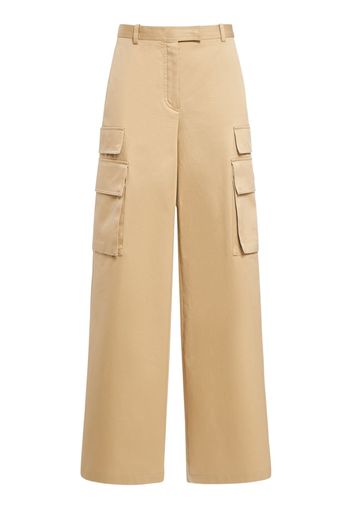 Wide Cotton Gabardine Cargo Pants