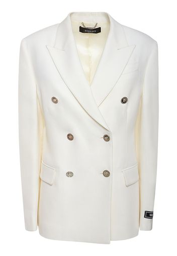 Double Breast Stretch Wool Jacket