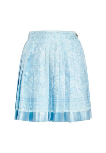 Barocco Print Pleated Silk Mini Skirt