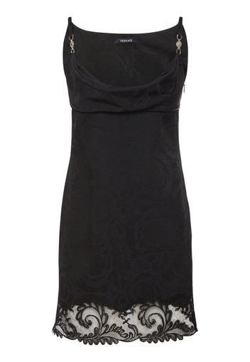 Draped Satin & Lace Mini Dress