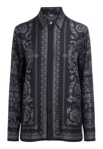 Barocco Print Silk Twill Formal Shirt