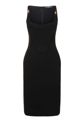 Viscose Blend Sablé Midi Corset Dress