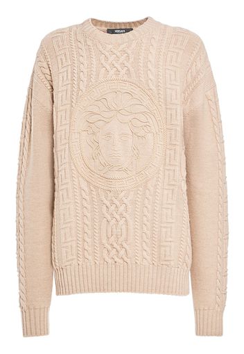 Medusa Embroidery Wool Knit Sweater