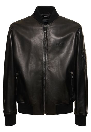 Logo Leather Zip Jacket