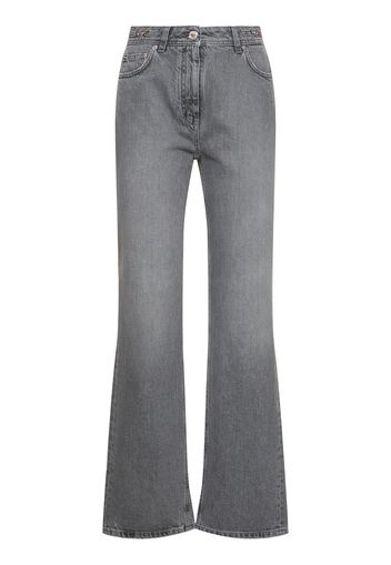 Stonewashed High Rise Straight Jeans