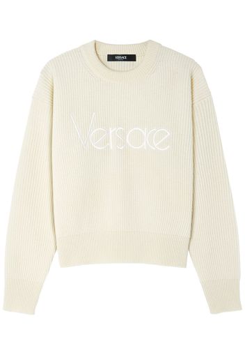 Embroidered '80s Logo Rib Knit Sweater