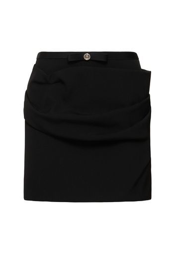 Draped Fluid Wool Gabardine Mini Skirt