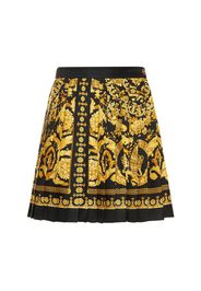 Barocco Printed Pleated Silk Mini Skirt