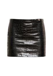 Crocodile Embossed Leather Mini Skirt