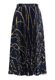 Printed Pleated Twill Midi Skirt