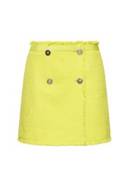 Cotton Blend Tweed Mini Wrap Skirt