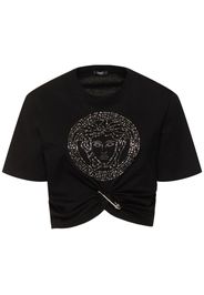 Medusa Cotton Jersey Cropped T-shirt