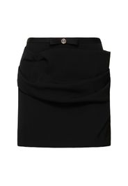 Draped Fluid Wool Gabardine Mini Skirt