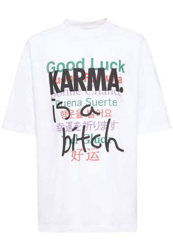 Good Luck Karma Printed Cotton T-shirt