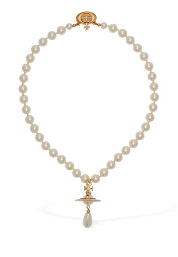 One Row Faux Pearl Drop Choker