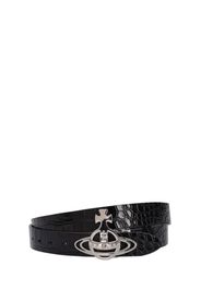 Orb Buckle Leather Belt