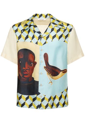 Birdsong Printed Silk Bowling Shirt