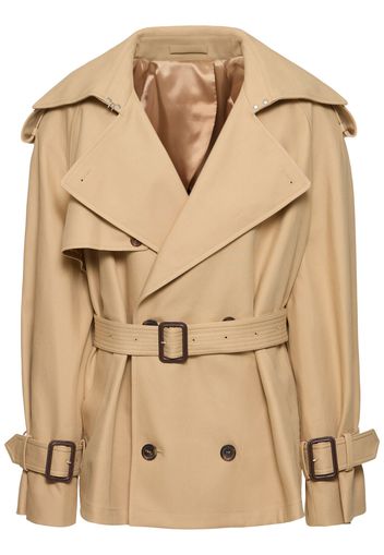 Cropped Cotton Trench Coat