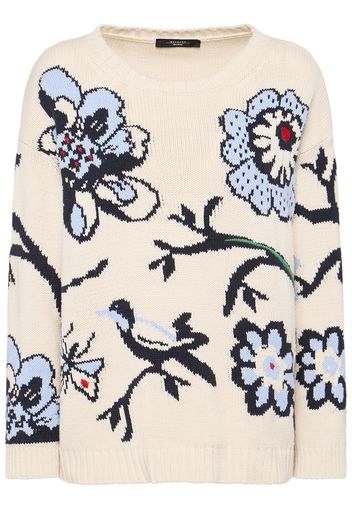 Dolmen Embroidered Cotton Blend Sweater