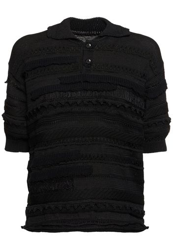 Openwork Jersey Knit Short Sleeve Polo