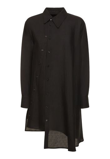 Gaberdine Asymmetric Buttoned Shirt