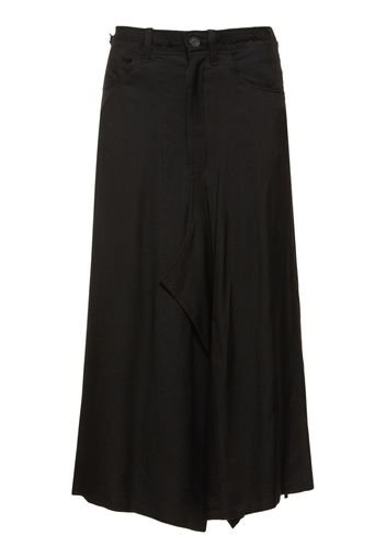 Wide Structured Twill Midi Skirt