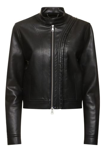 Faux Leather Biker Jacket W/ Hooks