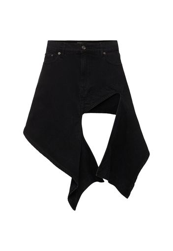 Asymmetric Denim Mini Skirt