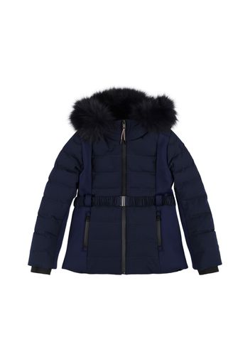 Hooded Poly Down Jacket W/belt