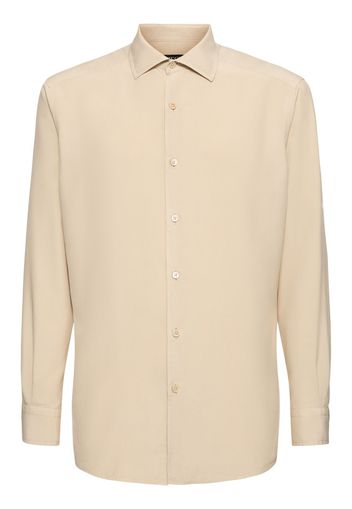 Solid Silk Long Sleeve Shirt