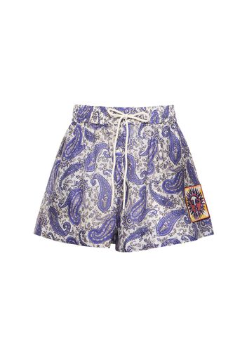 Devi Printed Relaxed Fit Silk Shorts