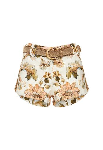 Chintz Floral Print Linen Mini Shorts